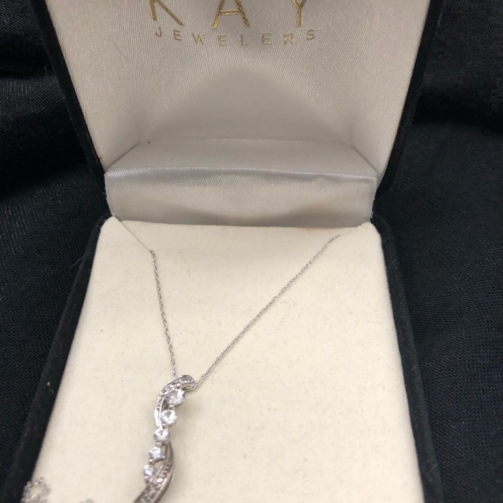 Kay Jewelers white Gold Pendant Necklace with Clear Stones